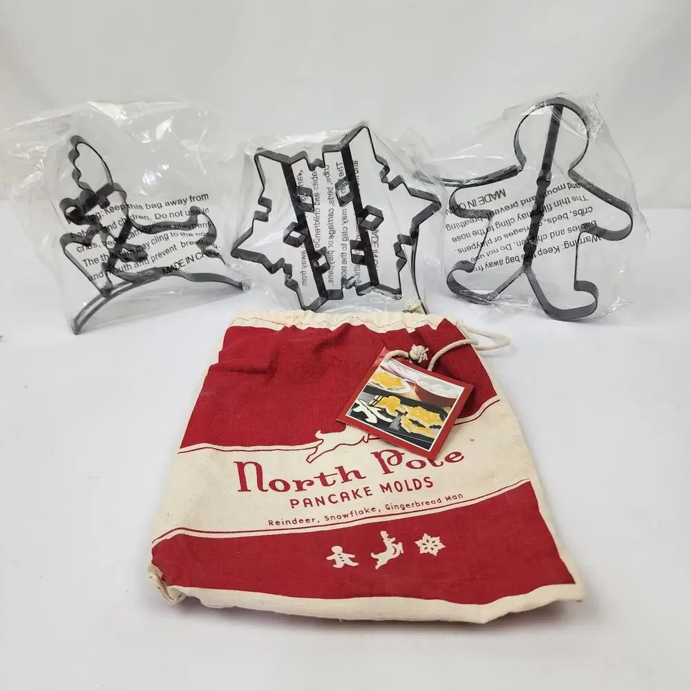 Williams Sonoma North Pole Pancake Molds Reindeer Snowflake Gingerbread Man NWT